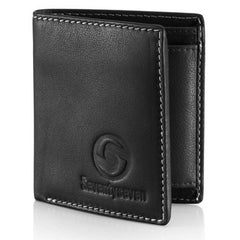 Seventyseven Bi Fold Wallet - Black Leather