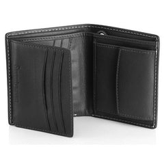 Bi Fold Wallet - Black Leather