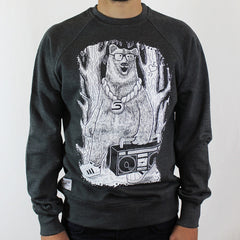 Boom Box Bear Crew Sweat - Charcoal Heather