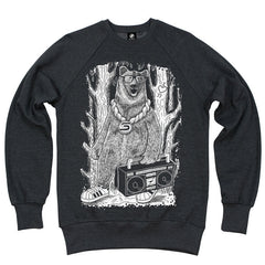 Seventyseven Boom Box Bear Crew Sweat - Charcoal Heather