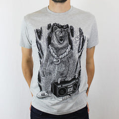 Boom Box Bear t-shirt - Grey Heather