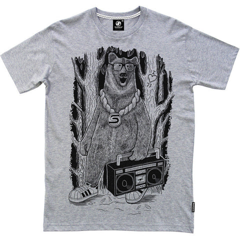 Boom Box Bear t-shirt - Grey Heather