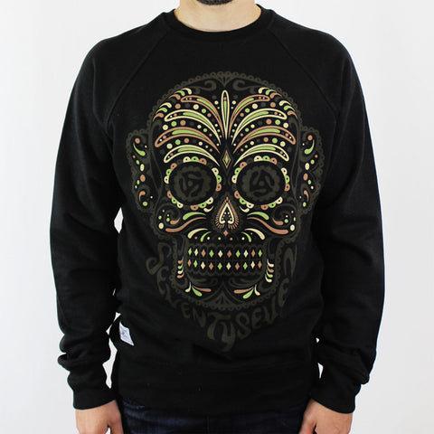 Camo Candy Skull Crew Sweat - Black