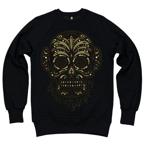 Camo Candy Skull Crew Sweat - Black