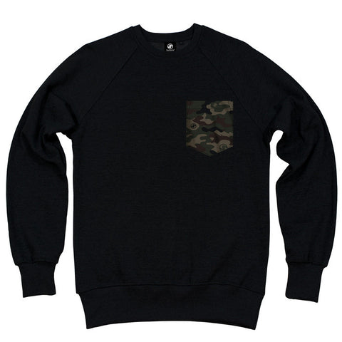 Camo Pocket Crew Sweat - Black