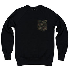 Seventyseven Camo Pocket Crew Sweat - Black