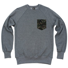 Seventyseven Camo Pocket Crew Sweat - Grey Heather