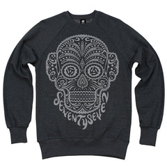 Seventyseven Candy Skull Crew Sweat - Charcoal Heather