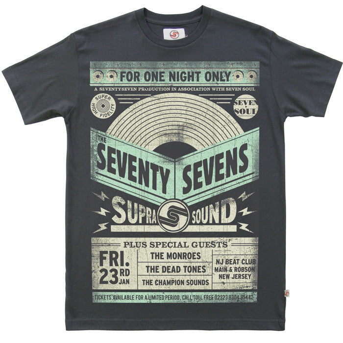 Seventyseven Gig Poster t-shirt - Vintage Black