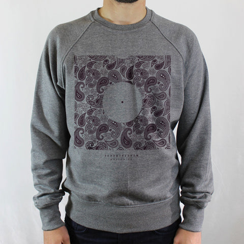 Paisley Sleeve Crew Sweat - Grey Heather