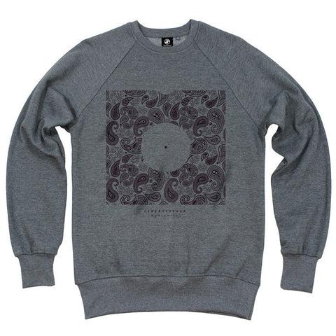 Paisley Sleeve Crew Sweat - Grey Heather