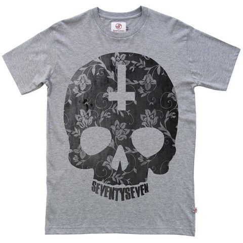 Paisley Skull t-shirt - Grey Heather