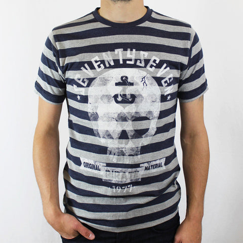 Pirate Radio Stripe t-shirt - Navy/Grey Heather