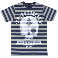 Seventyseven Pirate Radio Stripe t-shirt - Navy/Grey Heather