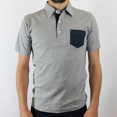 Polka Dot Pocket Polo t-shirt - Grey Heather