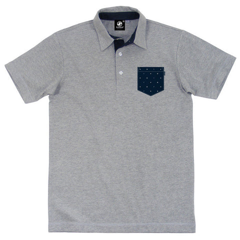 Polka Dot Pocket Polo t-shirt - Grey Heather