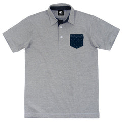 Seventyseven polka dot pocket polo - grey heather