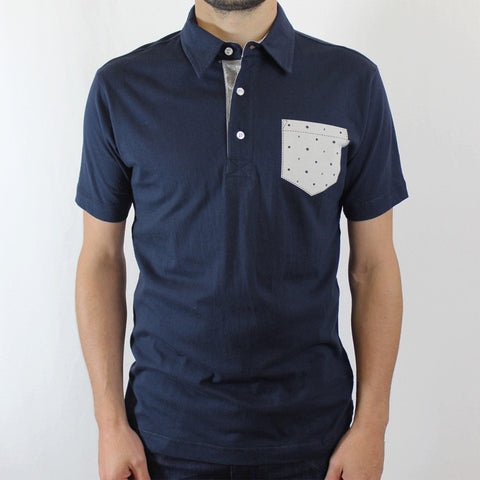 Polka Dot Pocket Polo t-shirt - Navy