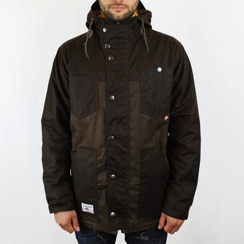 Roll Hood Parka Jacket - Brown/Wax