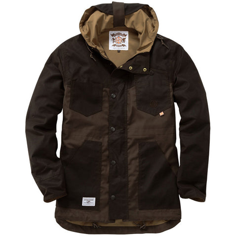 Roll Hood Parka Jacket - Brown/Wax