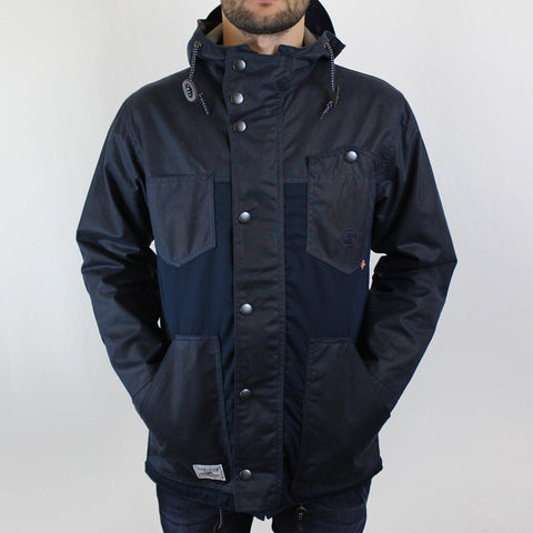 Roll Hood Parka Jacket - Navy/Wax