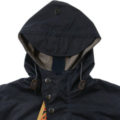 Roll Hood Parka Jacket - Navy/Wax