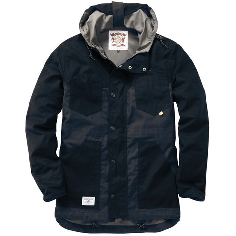 Roll Hood Parka Jacket - Navy/Wax